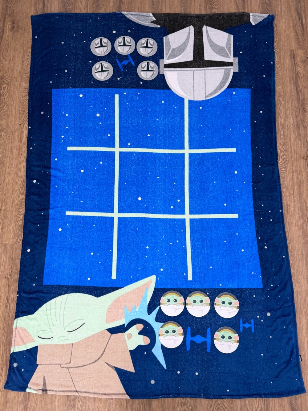Disney Star Wars The Mandalorian & Grogu Tic-Tac-Toe Game Fleece Blanket Ages 3+